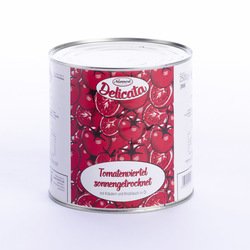 Sun dried tomato quarters with herbs and garlic in oil