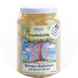 Birnen-Bällchen mit Birnenbrand 18% Vol. 1,5 kg Glas