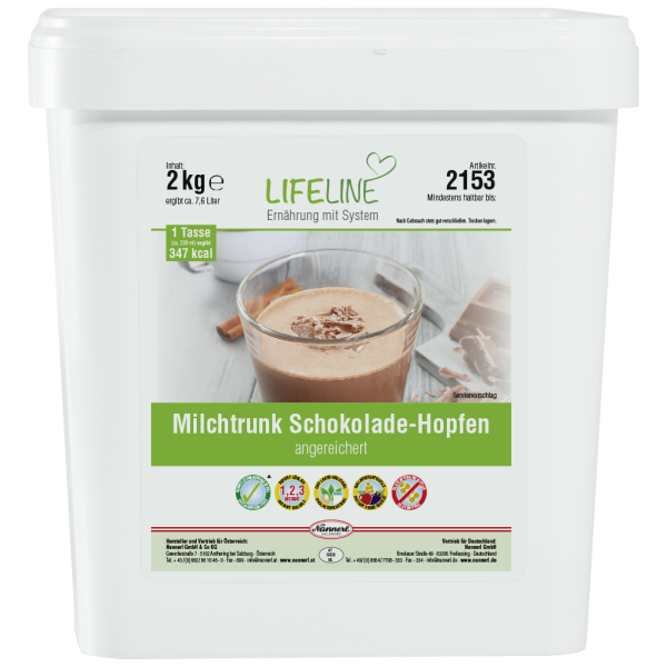 LifeLine Milchtrunk Schokolade-Hopfen angereichert, Ballaststoffquelle, Vitamine, Mineralstoffe, Ballaststoffe