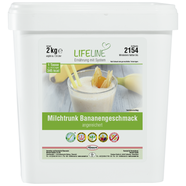 LifeLine Milchtrunk Bananengeschmack angereichert, Ballaststoffquelle, Vitamine, Mineralstoffe, Ballaststoffe